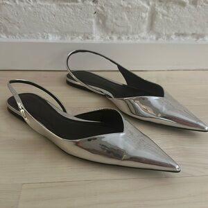 ZARA Silver Flats Size 40